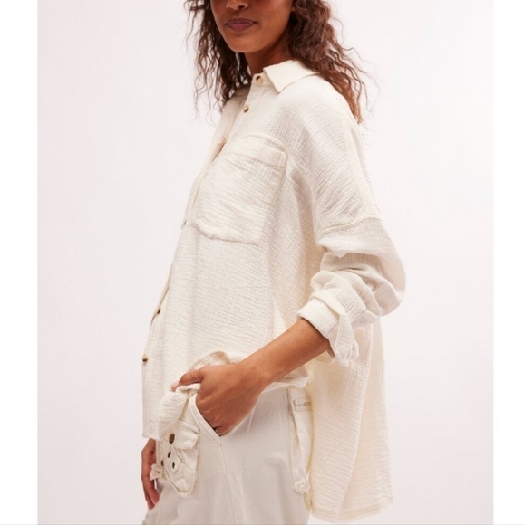 FREE PEOPLE We The Free Cardiff Top in Optic White•Size Medium•NWT - Picture 3 of 12